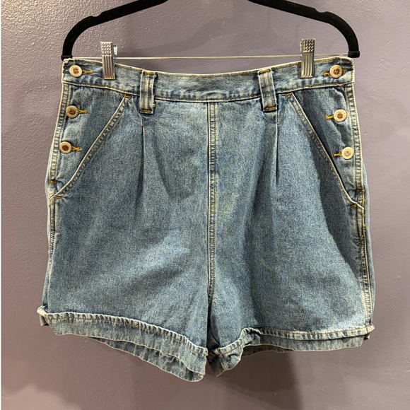 Squeeze Jeans Pants - Vintage Squeeze Jeans High Waisted Sailor Denim Shorts 4" ins Cotton 80s/90s M